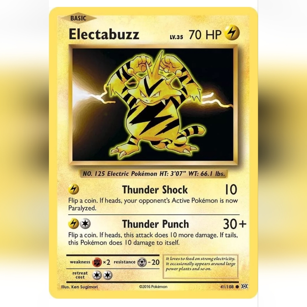 Electabuzz Pokemon Card 🔥 70 HP 🟡 41/108